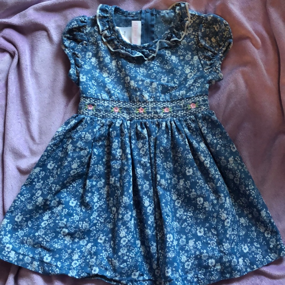 Blue floral baby girl dress